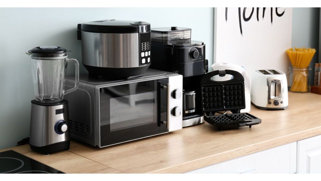 kitchen counter crowded with appliances demonstrating why your kitchen never stays clean