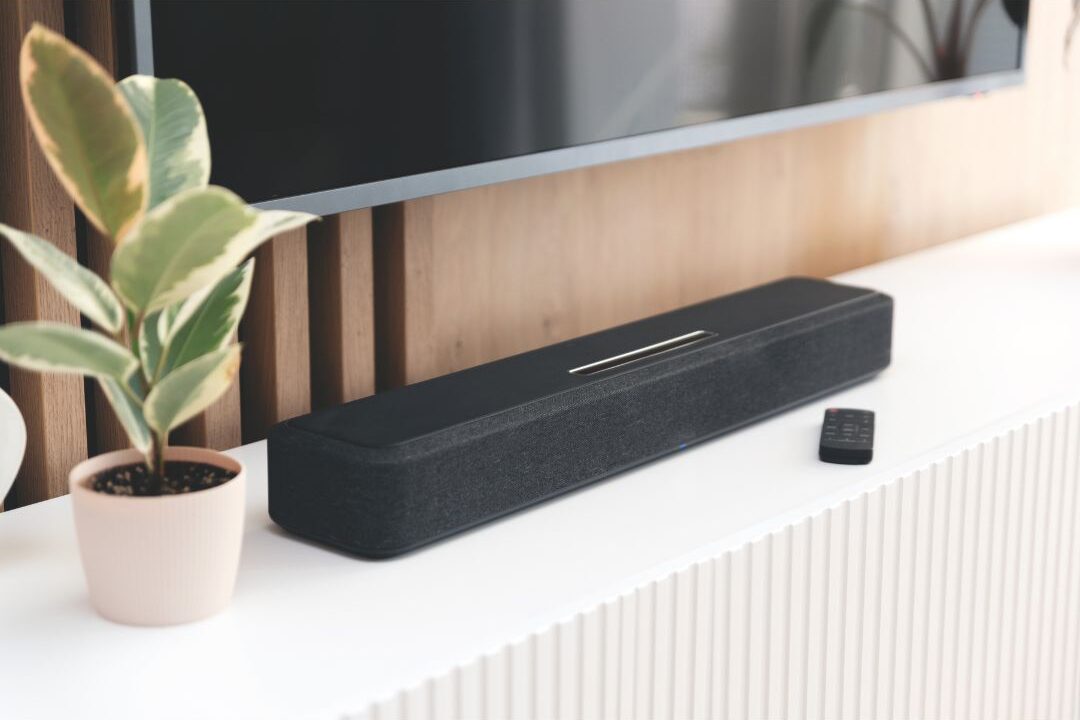 smart speaker playing gentle background music for a calm host atmosphere