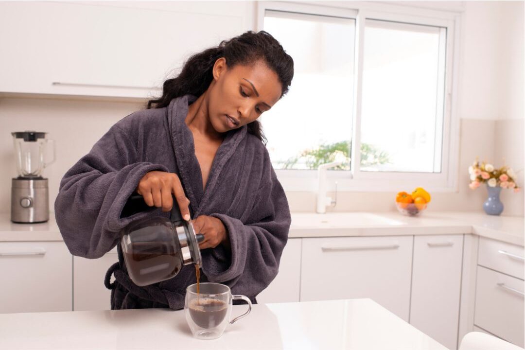 woman rushing through morning coffee showing why self-care isn't working for you
