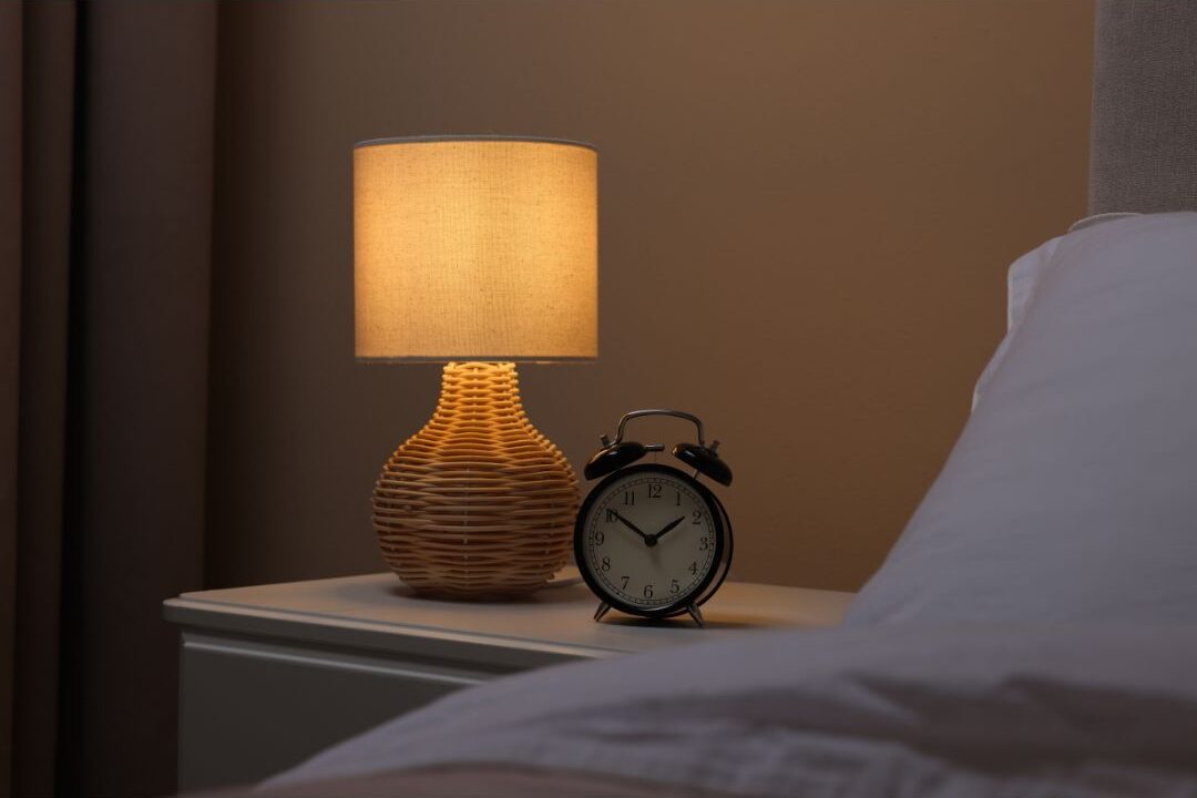 doing a sixty second nightly reset of a bedroom nightstand