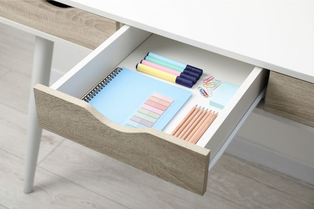 beautiful desk organizer as a finishing touch for a small home office for moms