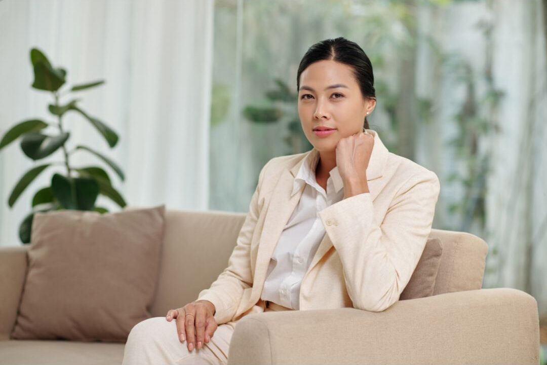 woman with calm confident presence showing that elegance is a mindset not a cost