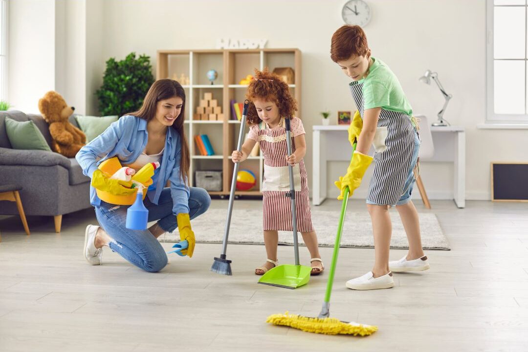 a quick evening tidy up of the home with the family