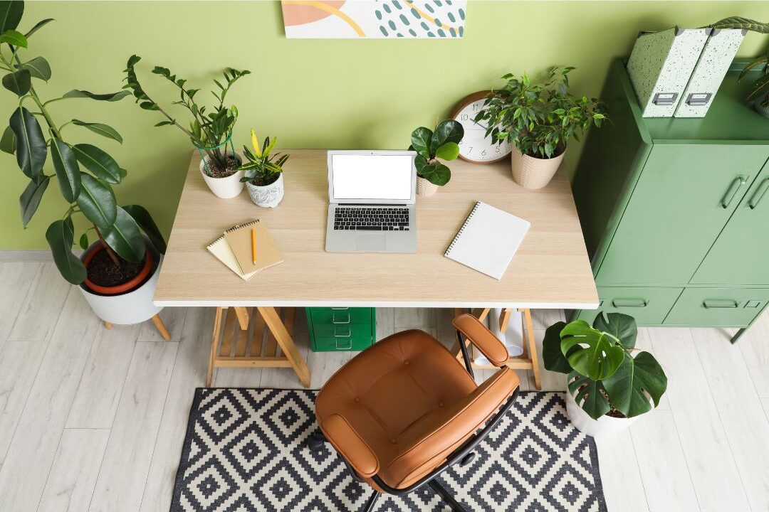 fold down wall desk as a small home office idea for moms with limited space