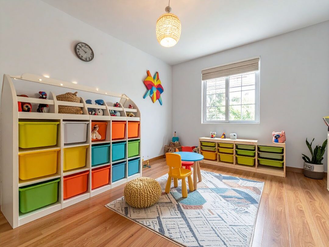organizing toys into zones to maintain a calm home environment