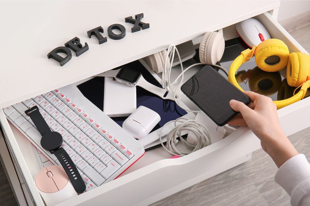 stay at home mom putting her gadgets away to protect her morning routine