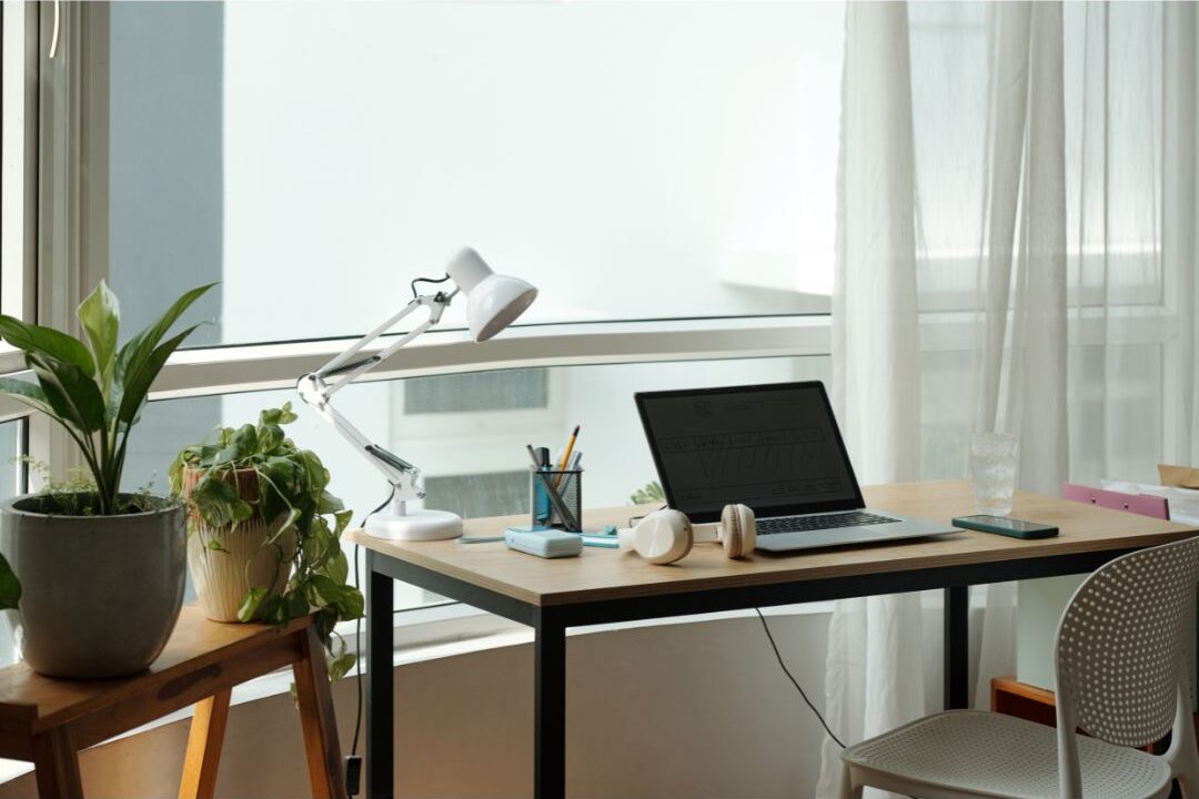 natural light in a beautiful work from home space