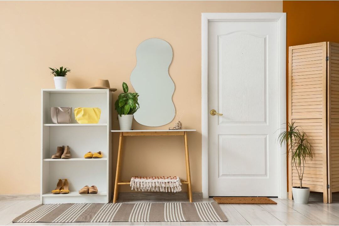 organized entryway console table keeping surfaces clutter free for visitors