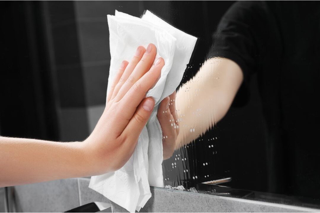 cleaning mirrors with paper towels as a cleaning mistake that leaves streaks and makes them look dirtier