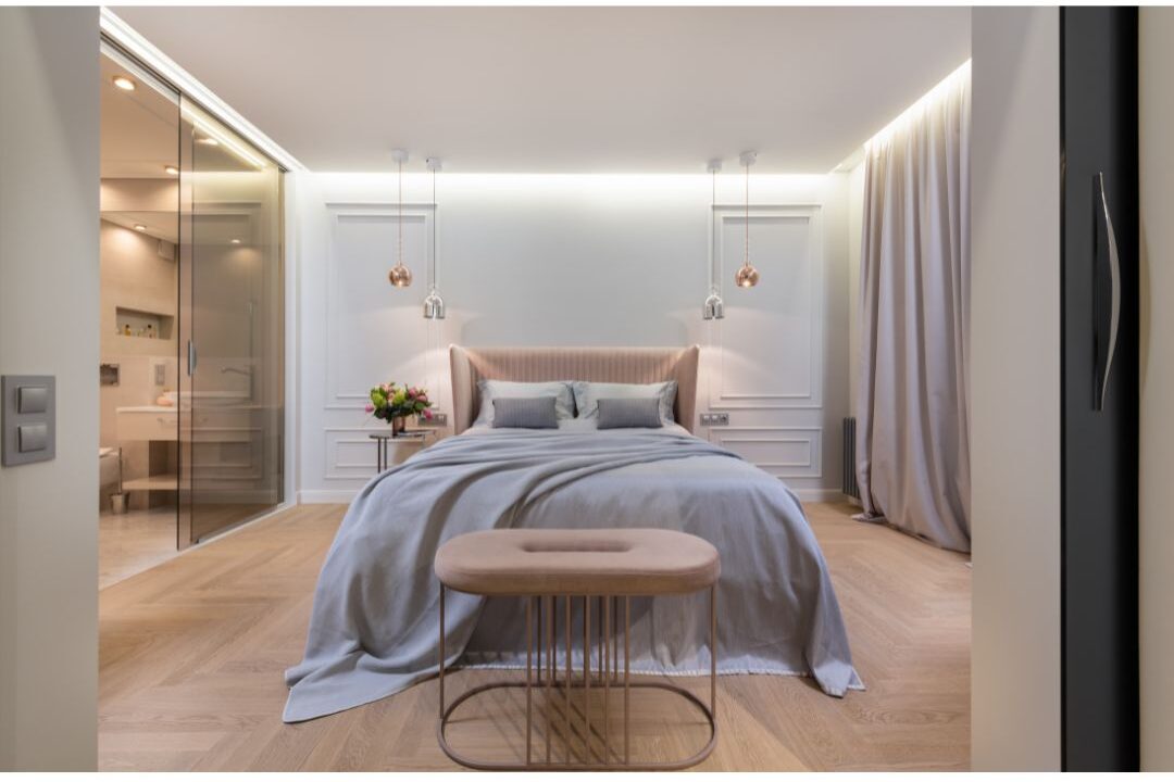 room divider creating separation in a bedroom small home office