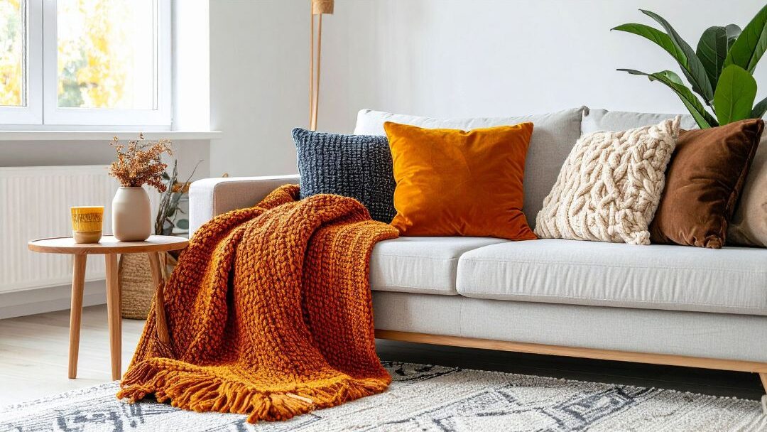 an oversized throw blanket making a living room feel luxurious and cozy
