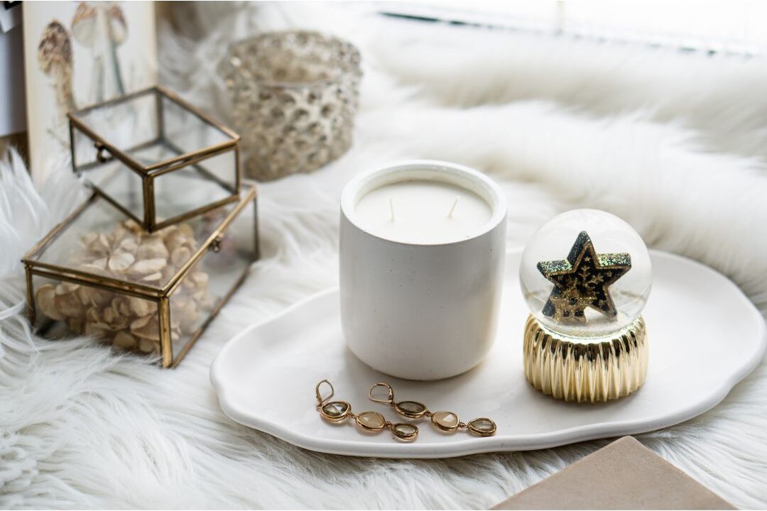 a deliberately styled vignette making a home feel luxurious and designed