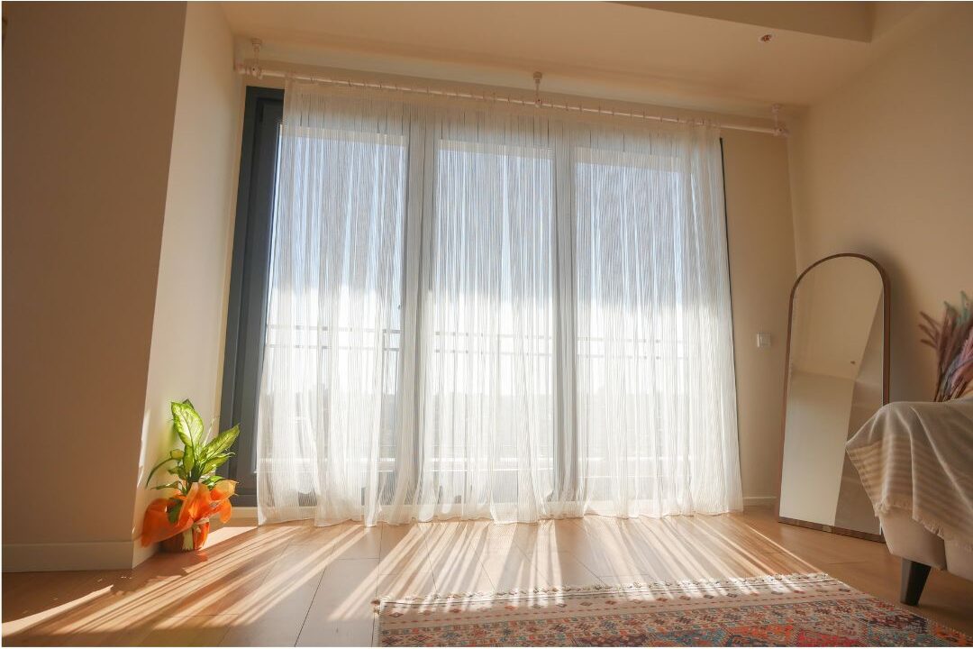 cozy home interior with natural sunlight streaming through clean windows showing peaceful home management
