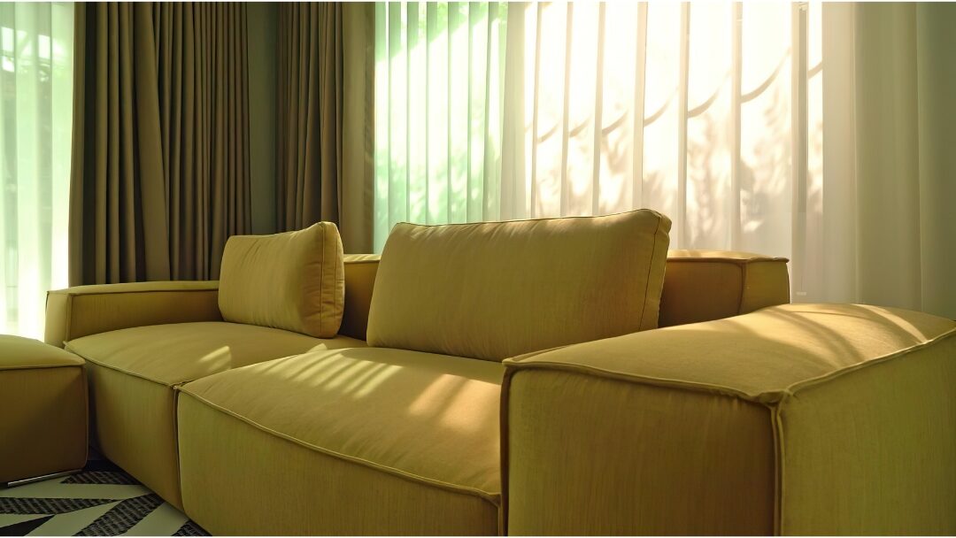 cozy living room with comfortable furniture and warm natural sunlight promoting functional home organization