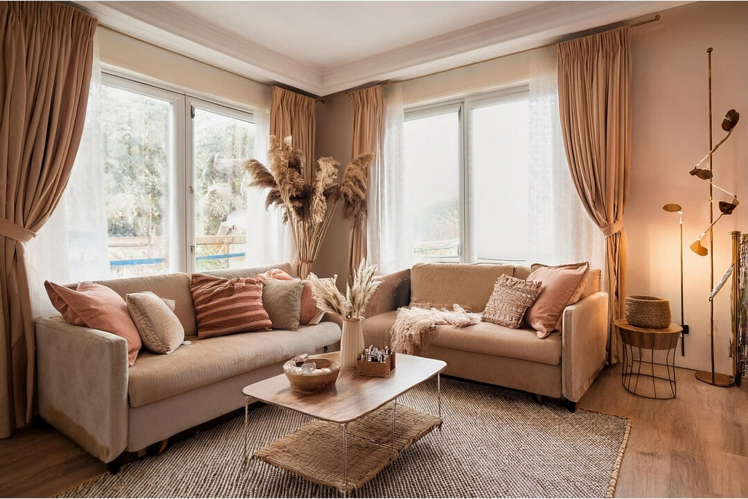 warm living room corner with soft glowing lamp and cozy armchair creating a evening relaxation environment