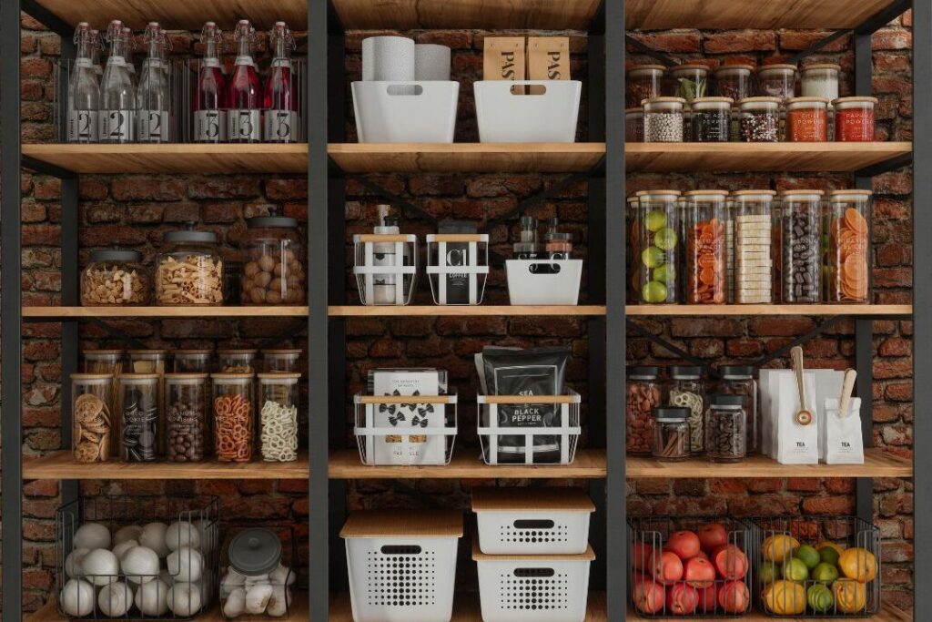 organized groceries on counter illustrating fixed expense audits when you never have money left over
