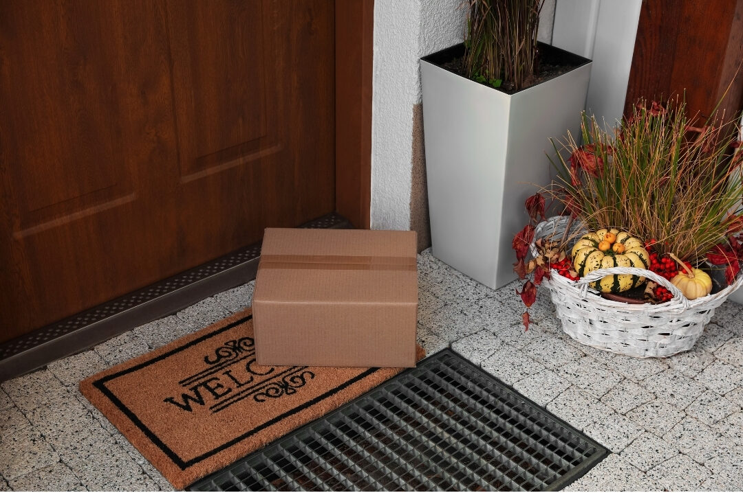 front entry porch with neat package resting quietly near closed door managing the biggest distractions in every home office" — Keyword alt text image (4 of 14).
