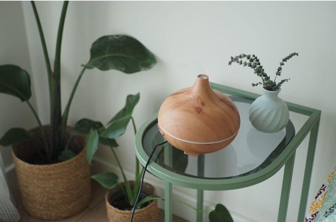 ceramic essential oil diffuser producing soft mist featuring 60 soft life ideas every mom should try