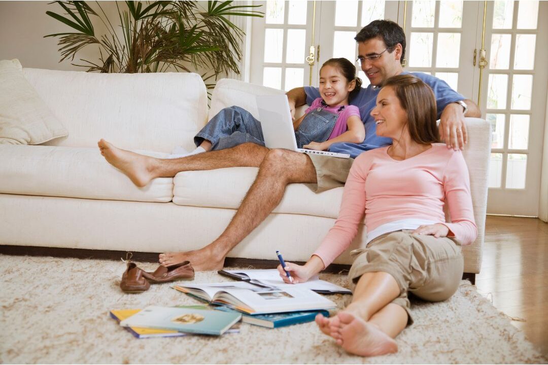 family gathering in comfortable retreat living room for discussion