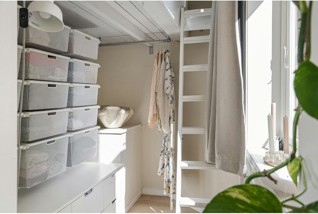 tidy garage shelving system with heavy-duty labeled plastic storage bins