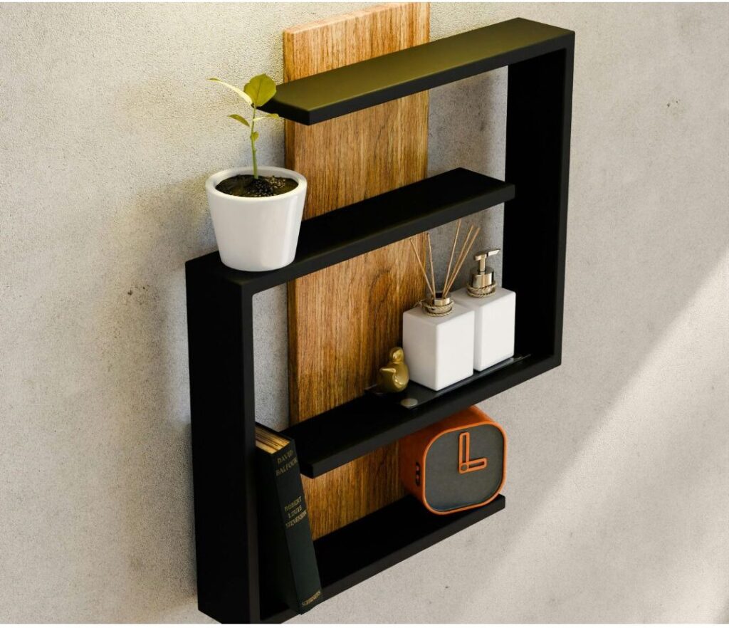 shelf decorated with items of all the exact same small height showing the one shelf that makes every house look messy