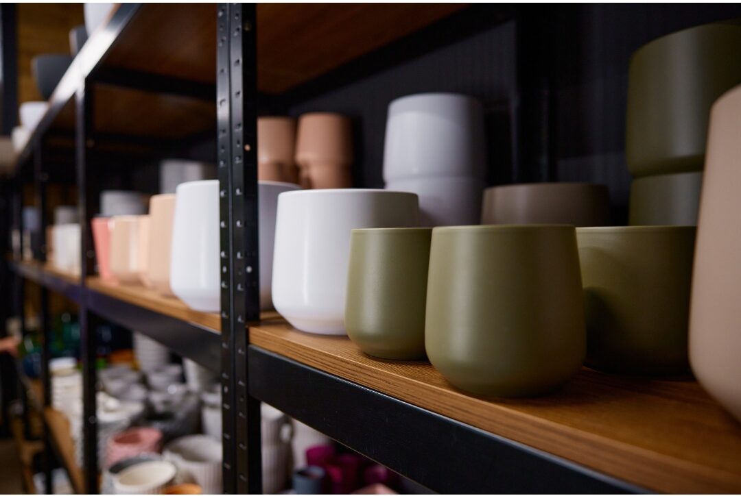 matte ceramic pottery vases shelf