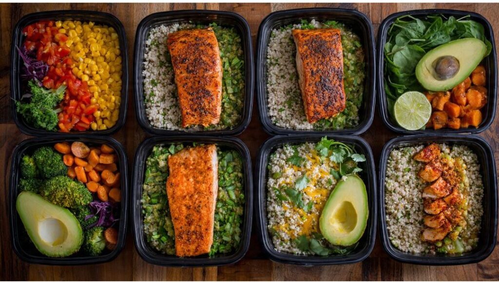 organized meal prep containers illustrating meal planning to save money