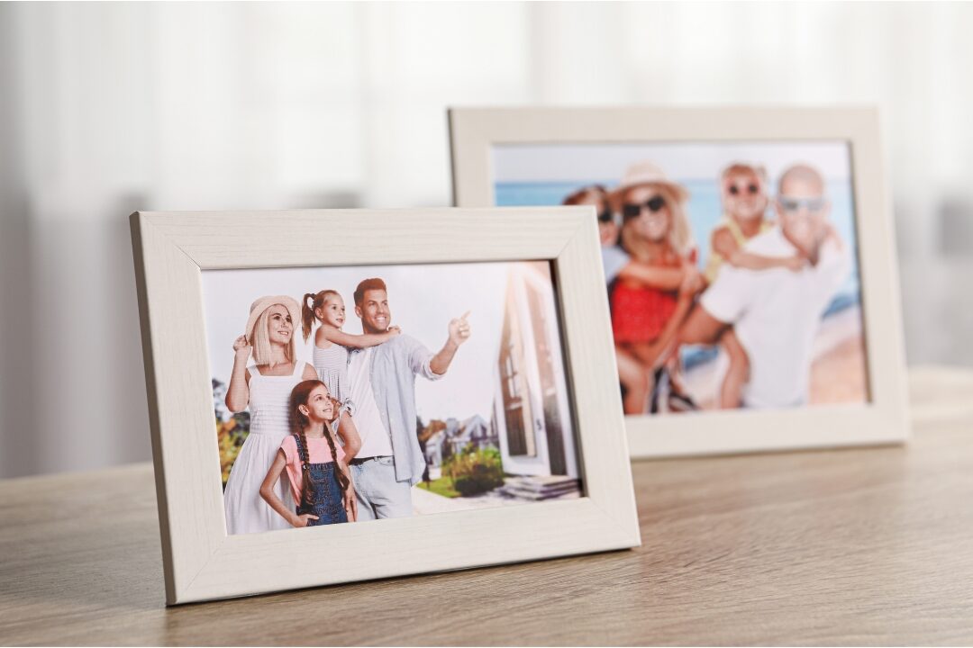 collection of small wooden photo frames displaying family memories on shelf discovering 40 cozy home ideas you'll want to copy