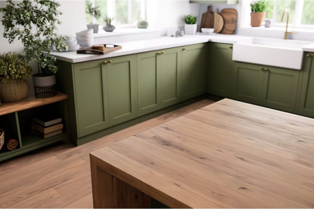 sparkling clean wooden kitchen island showing the home reset trick that changed my entire week