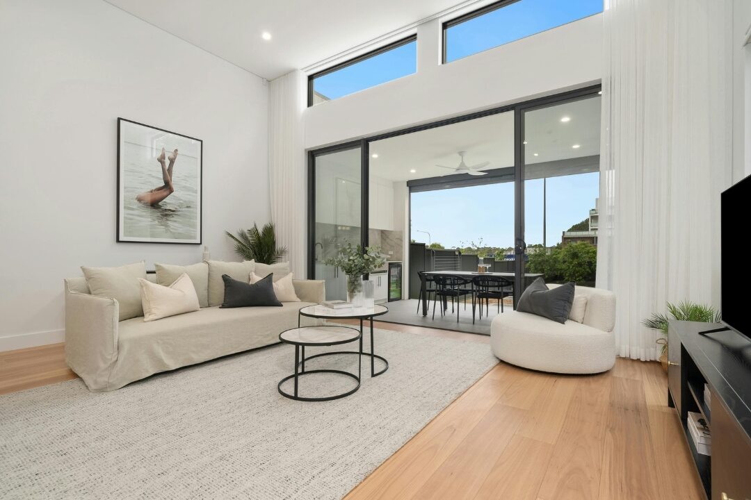 clean tidy living room free of domestic clutter during daylight hours maintaining focus