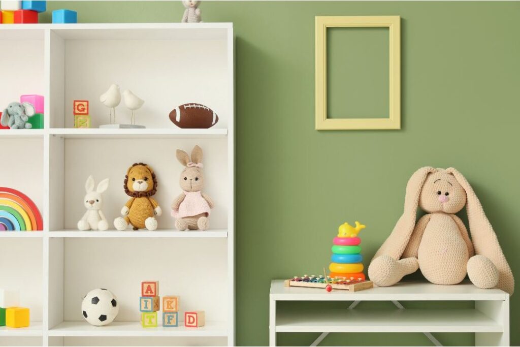 organized wooden kids toys showing simplified children expenses