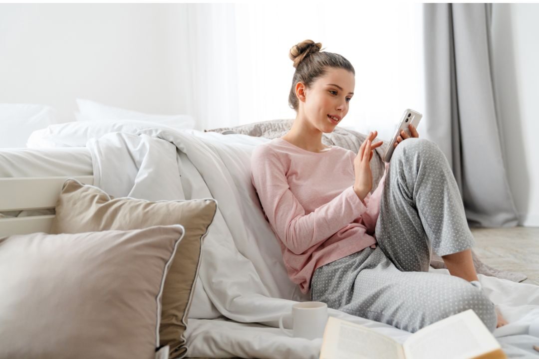 woman wearing oversized soft linen lounge wear exploring 60 soft life ideas every mom should try