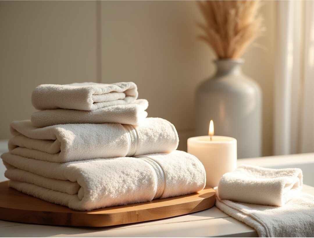 fluffy white bath towel folded on warm bathroom radiator highlighting 30 tiny luxuries every woman deserves